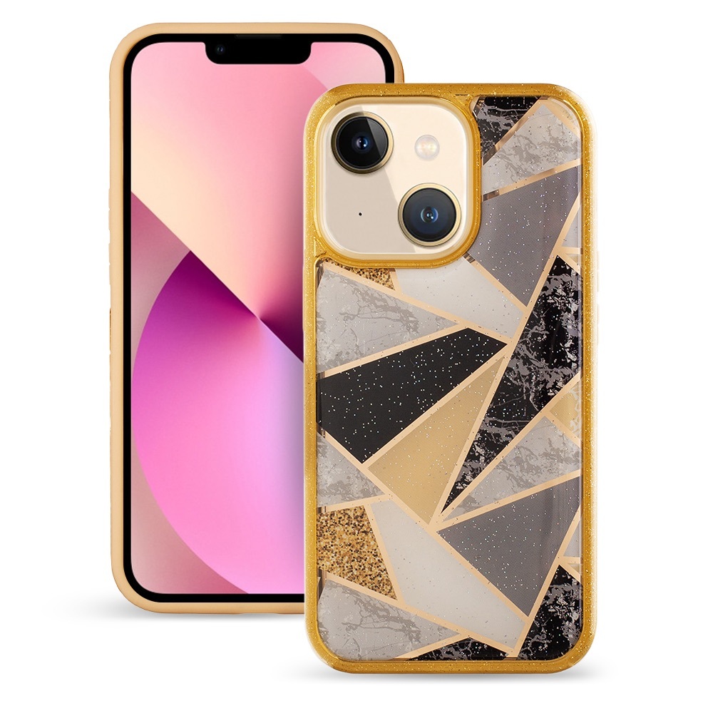 Gold Geometric Shapes Case iPhone 13